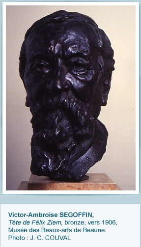 Bronze, tête de Félix Ziem par Victor-Ambroise SEGOFFIN