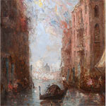 Venise, le canal des Consuls, pavoisé